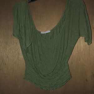 Green off the shoulder shirt